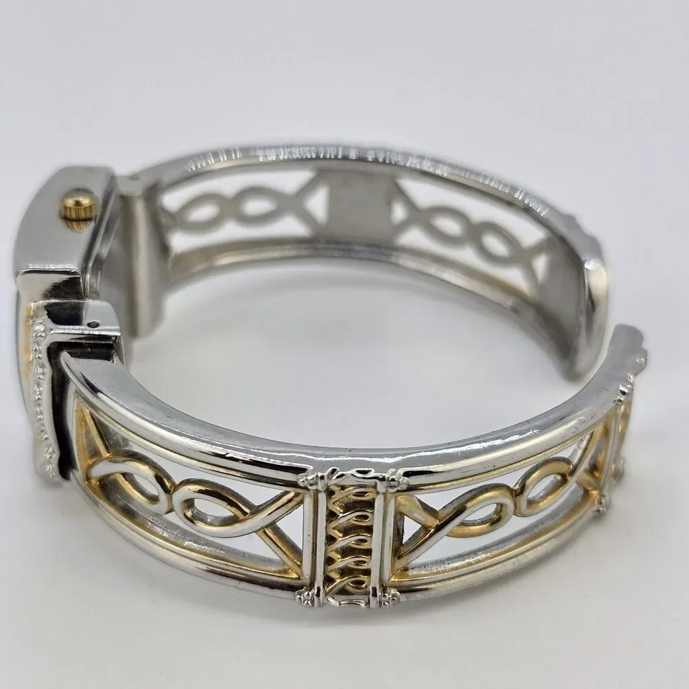 Vivani Women's Cuff‎ Watch 25MM White Dial Two Tone Bracelet Band 6
